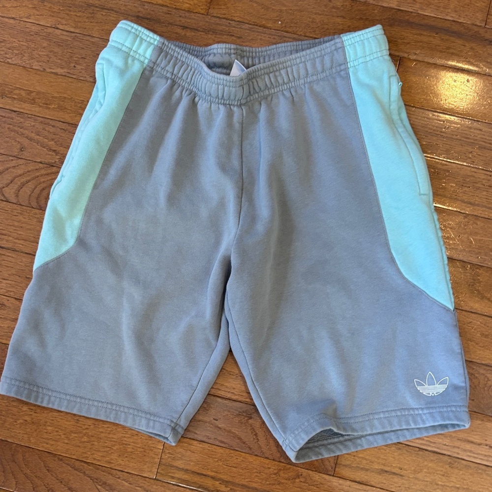 Adidas Kids' Cotton Gray and Light Blue Shorts